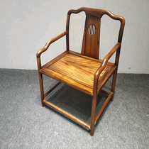  Walnut simple master chair official hat chair guest chair presidential chair leather zen chair solid wood new Chinese modern circle chair table