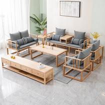 New Chinese style sofa solid wood living room modern minimalist small apartment ash wood office Zen hotel furniture