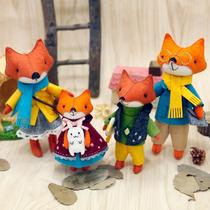Cut-free Fox Family Portrait Doll Doll Gift Box Meiyue non-woven cloth diy handmade fabric material bag