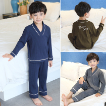 Childrens pajamas autumn boys spring and autumn cotton thin children summer boys long-sleeved home clothes set