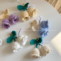 Rerounded original hand-woven bolls car hanging ins cute safety car hanging pendant birthday gift keychain