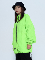 smokinglife2019 autumn new windproof Joker jacket Japanese plus velvet fluorescent green jacket