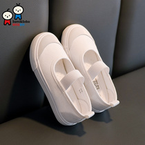 Children's White Shoes 2022 Boys White Shoes Girls Canvas Shoes Baby Soft-soled Dance Shoes Kindergarten Indoor ~