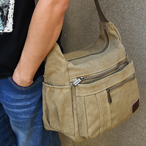 Boutique mens bag Canvas Men Casual Bag single shoulder bag Sloping Cross Backpacks Horizontal minimalist A4 Multi-functional diagonal satchel bag