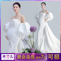 Pregnant women Photo clothing rental 1071 new photo studio high set simple white dress Pregnancy Photo Photo Photo Clothes