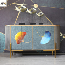 Light luxury marble porch cabinet multifunctional foyer decoration cabinet modern entrance dining side cabinet living room wall storage cabinet