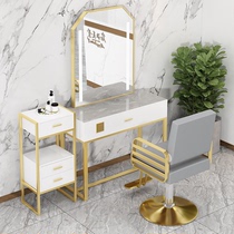  Hair salon mirror table Net red marble ironing table Barber chair Mirror cabinet Photo studio makeup table Dedicated to hair salon