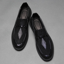 Yilong 2021 spring new British casual shoes leather middle-aged men's shoes soft bottom layer leather printing spring and autumn