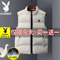 Playboy vest mens winter vest sleeveless Waistle down jacket warm collar trend autumn winter horse jacket jacket