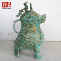 The gold and gold wrong gold and silver antique bronze ware handicraft characteristic decoration pendulum piece pure copper office making old swing piece owl esteem