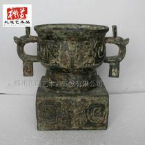 Pure Bronze Antique Bronze Ware Artwork Dry Pit Black Rust Ancient Play Collection Decoration Exhibition Pint Small Pendulum Square