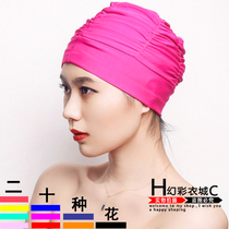 South Korea swimming cap female long hair adult large head bubble hot spring ear protection swimming cap female large print swimming cap cloth