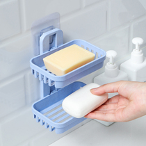 Creative hole-free soap box toilet drain wall-mounted soap box Bathroom shelf Suction cup double-layer soap holder