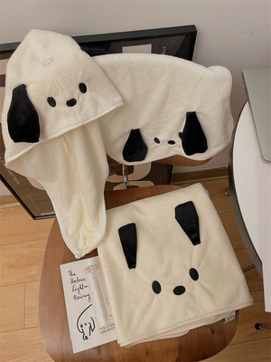 taobao agent Little white rabbit a few cute big -ear dog bath towels three -piece coral velvet towel dry hair hats suite thickened water absorption woman