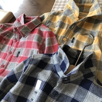 Pick up and drain warehouse clear cabin early spring practical flange suede plaid shirt boy baby long sleeve shirt