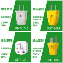 Three-plug three-pole plug two-pin plug three-item plug two-plug 10A power copper plug