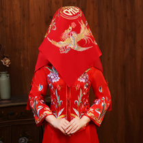Red hijab Bride wedding Chinese style Xiuhe clothing hijab red embroidery Hipa embroidery red hijab ancient costume red head scarf