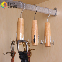 September red solid wood belt adhesive hook belt storage tie belt rack multifunctional rack bag silk scarf rack rack