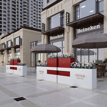Wrought outdoor flower box combination mobile partition fence Sales Department Commercial Street Plaza green flower bed