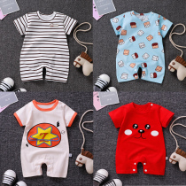 Baby jumpsuit summer toddler shirt thin male newborn short-sleeved female treasure cotton closed crotch