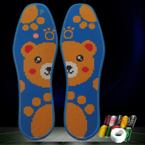 New cross stitch insole embroidered pinhole printing thick cotton cloth semi-finished hand embroidered men and women bottom