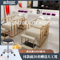 Hairdressing shop net red washing bed barber shop semi-reclining Flushing bed high-grade ceramic basin simple sitting hair salon dedicated