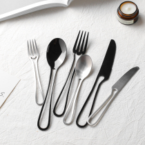 Kawashima House Western food steak knife and fork spoon three-piece set two-piece ins Wind household 304 stainless steel steak Western tableware