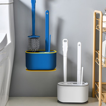 Toilet brush no dead corner washing toilet brush wall hanging long handle silicone brush hanging wall household toilet cleaning set