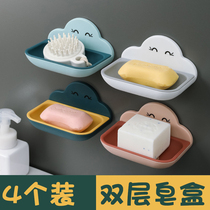 Soap box drain toilet creative non-perforated soap rack household suction cup wall-mounted cute soap box