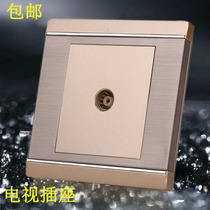 Panel socket closed switch socket 86 TV M8 gold stainless steel champagne socket brushed Cable one bit
