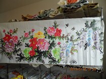 Eight-foot unpaid hand-painted wisteria peony painting core calligraphy peony hand-painted peony painting core rice paper painting core