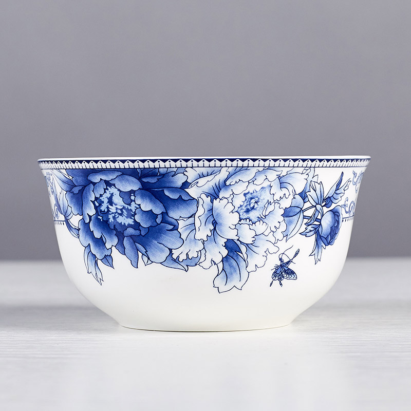 Shouwan custom Jingdezhen ceramic ware 4.5-inch Bone China set bowl rice bowl blue and white porcelain glaze in color Phalaenopsis