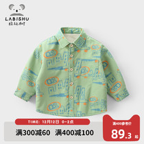 Rabbi tree childrens clothing boys long sleeve shirt Children Baby plus velvet shirt 2021 winter clothes new childrens coat tide