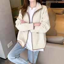 Lazy Wind Knit Jacket Woman Spring 2022 New Burst Fashion Foreign Air Zip Loose Sweater Sweatshirt