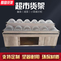 Supermarket shelf display cabinet Custom wooden pickle table display cabinet Pickle rack small kitchen cabinet one can be displayed with basin
