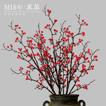 Simulation flower berries Indus fruit living room decoration red fruit flower flower arrangement long withered branches vase overall floral decoration