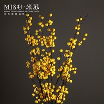 American Countryside Emulation Berries Fake Flowers Fruits Fruit Flower Arrangement Yellow Sea Buckthorn Fruit Branches Dry Plant Simulation Flowers Single Branch