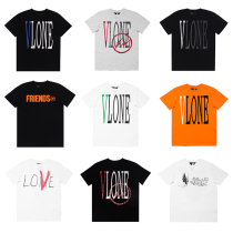 Vlone short sleeve big V reflective Valentines Day smoke limits street tide Wang Yibos same Chen Guanxi T - shirt man