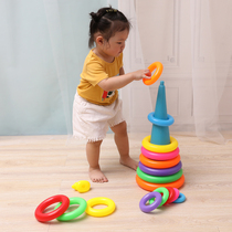 Childrens stacked music baby layered rainbow ring infant early education set Tower pile pile pile music stacked educational toy