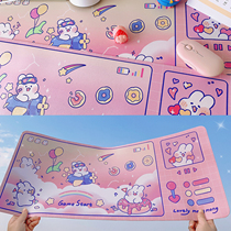 Soft cute rabbit mongmong co-name writing office non-slip student computer games PU large mouse table pad