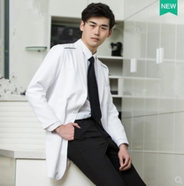 Korean semi-permanent new fashion slim male doctors clothing white coat long sleeve plastic surgeon pet work clothes