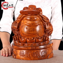 Solid wood carving Golden Toad ornaments Wood three-legged toad shop living room decorations Golden Cicada mahogany carving crafts