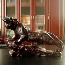 Wood carving Tiger ornaments living room office home furnishings Zucai solid wood wooden feng shui zodiac Tiger crafts