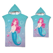 Hooded quick-drying bathrobe towel Mermaid cloak cloak wearable bath towel Outdoor swimming diving Beach towel