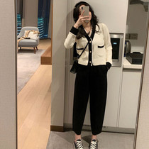Sandro Mocoloni small fragrant wind suit women 2021 fall 100 hitch 100 hitch tall and thin wide leg pants two sets