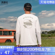 English Jue Lun 2021 new soft polished cotton round neck long sleeve T-shirt male letter printed base shirt body shirt