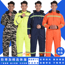 Winter cold-proof clothing cold storage cold-proof conjoined overalls men's and women's suits thickened and cotton full-body protective clothing labor protection clothing
