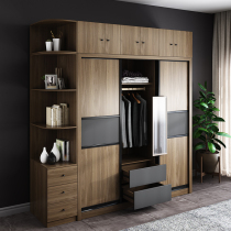 Sliding door wardrobe Modern simple assembly sliding door Nordic large wardrobe Layered partition Home bedroom storage wardrobe