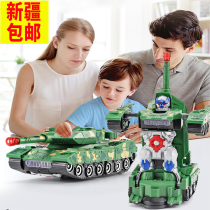 Xinjiang childrens toy deformation tank robot electric boy with music King Kong toy car
