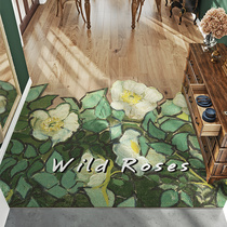 Leather retro light and luxurious carpet oil painting can cut into the door mat into the door mat pvc erasable and washable foot mat